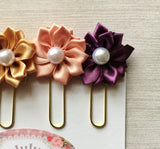 Planner Clip,Bookmark,Floral,Page Marker,Bookmark Clip,Organizer Clip,Gift,Party Favor,Floral Bookmark,Handmade,Stationary Clip,Set of 4