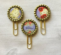 Planner Clip,Bookmark,Boho Floral,Clock,Life is Beautiful,Page Marker,Bookmark Clip,Gift,Party Cap,Clock,Handmade,Set of 3