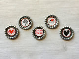 Magnets,Bottle Cap Magnets,Love,Romantic,Valentines Day,Refrigerator Magnets,Fridge Magnet,Office Magnets,Gift,Party Favor,Handmade,Set of 5