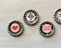 Magnets,Bottle Cap Magnets,Love,Romantic,Valentines Day,Refrigerator Magnets,Fridge Magnet,Office Magnets,Gift,Party Favor,Handmade,Set of 5