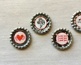 Magnets,Bottle Cap Magnets,Love,Romantic,Valentines Day,Refrigerator Magnets,Fridge Magnet,Office Magnets,Gift,Party Favor,Handmade,Set of 5