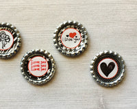 Magnets,Bottle Cap Magnets,Love,Romantic,Valentines Day,Refrigerator Magnets,Fridge Magnet,Office Magnets,Gift,Party Favor,Handmade,Set of 5