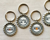 Keychain,Key Ring,Sports Mom,Soccer Mom,Volleyball,Basketball,Baseball,Football,Key Chain,Keyring,Bottle Cap,Accessories,Gift,Handmade