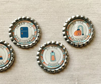 Magnets,Bottle Cap Magnets,Chores,Set of Chores,Refrigerator Magnets,Fridge Magnet,Whiteboard Magnets,Gift,Party Favor,Handmade,Set of 5