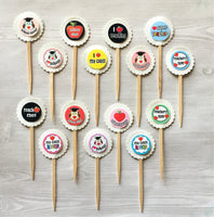 Cupcake Toppers,Teacher,Teacher Appreciation,Set of 15,Teacher Party Cupcake Toppers,Teacher Party,Party Favor,Handmade,Double Sided