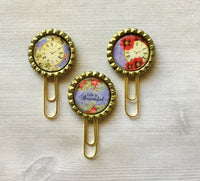 Planner Clip,Bookmark,Boho Floral,Clock,Life is Beautiful,Page Marker,Bookmark Clip,Gift,Party Cap,Clock,Handmade,Set of 3