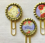 Planner Clip,Bookmark,Boho Floral,Clock,Life is Beautiful,Page Marker,Bookmark Clip,Gift,Party Cap,Clock,Handmade,Set of 3
