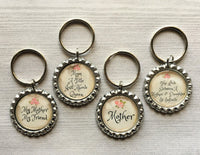 Keychain,Key Ring,Mother,Mom,Mother Keychains,Bottle Cap Keychain,Bottle Cap Key Ring,Floral Themed,Mothers Day,Gift,Party Favor,Handmade