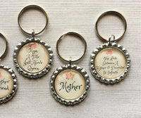 Keychain,Key Ring,Mother,Mom,Mother Keychains,Bottle Cap Keychain,Bottle Cap Key Ring,Floral Themed,Mothers Day,Gift,Party Favor,Handmade
