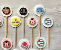 Cupcake Toppers,Teacher,Teacher Appreciation,Set of 15,Teacher Party Cupcake Toppers,Teacher Party,Party Favor,Handmade,Double Sided