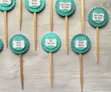 Cupcake Toppers,Bridal Shower,Engagment Party,Set of 12,Bridal Party Cupcake Toppers,Bride to Be,Party Favor,Handmade,Double Sided