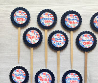 Cupcake Toppers,4th of July,Independence Day,July 4th,Set of 10,July 4th Decorations,Party Favor,Birthday,Handmade,Gift,Double Sided