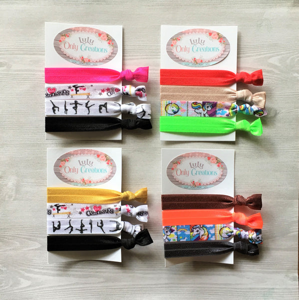 Hair Ties,Knotted Hair Ties,Gymnastics,Unicorn,Elastic Hair Ties,No Crease Hair Ties,Elastic Bracelets,Ponytail,Gift,Party Favor,Handmade