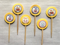 Cupcake Toppers,Circus,Circus Cupcake Toppers,Circus Birthday Decorations,Circus Baby Shower,Set of 6,Handmade,Double Sided