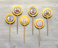 Cupcake Toppers,Circus,Circus Cupcake Toppers,Circus Birthday Decorations,Circus Baby Shower,Set of 6,Handmade,Double Sided