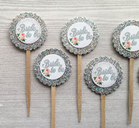 Bridal Shower Cupcake Toppers,Bridal Shower,Cupcake Toppers,Set of 6,Bridal Party,Bride to Be,Party Favor,Handmade,Double Sided,Gift