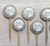 Bridal Shower Cupcake Toppers,Bridal Shower,Cupcake Toppers,Set of 6,Bridal Party,Bride to Be,Party Favor,Handmade,Double Sided,Gift