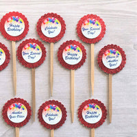 Birthday Cupcake Toppers,Birthday,Cupcake Toppers,Happy Birthday,Set of 12,Birthday Party,Party Favor,Handmade,Gift,Double Sided,Birthday