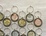 Wine Charms,Inspirational Quotes,Drink Markers,Glass Markers,Wine Glass Charms,Bottle Cap Wine Charm,Gift,Party Favor,Handmade,Set of 12