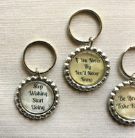 Keychain,Key Ring,Inspirational Quotes,Inspirational Quote Key Chains,Bottle Cap Keychain,Bottle Cap Key Ring,Gift,Party Favor,Handmade