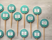 Cupcake Toppers,Bridal Shower,Engagment Party,Set of 12,Bridal Party Cupcake Toppers,Bride to Be,Party Favor,Handmade,Double Sided