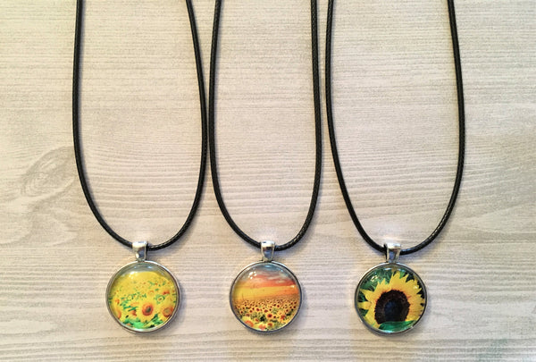 Sunflower Necklace,Sunflower,Necklace,18 Inch Necklace,Silver Necklace,Yellow Flower,Handmade,Gift,Birthday,Pendant,Party Favor