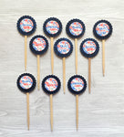 Cupcake Toppers,4th of July,Independence Day,July 4th,Set of 10,July 4th Decorations,Party Favor,Birthday,Handmade,Gift,Double Sided