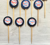 Cupcake Toppers,4th of July,Independence Day,July 4th,Set of 10,July 4th Decorations,Party Favor,Birthday,Handmade,Gift,Double Sided