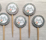 Bridal Shower Cupcake Toppers,Bridal Shower,Cupcake Toppers,Set of 6,Bridal Party,Bride to Be,Party Favor,Handmade,Double Sided,Gift