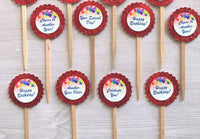 Birthday Cupcake Toppers,Birthday,Cupcake Toppers,Happy Birthday,Set of 12,Birthday Party,Party Favor,Handmade,Gift,Double Sided,Birthday