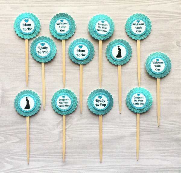 Baby Shower Cupcake Toppers,Newborn Baby Cupcake Toppers,Set of 12,Cupcake Toppers,Baby Shower,Newborn Baby,Gift,Party Favor,Double Sided