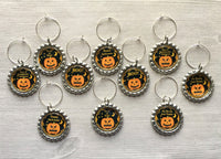 Halloween Wine Charms,Halloween,Wine Charms,Drink Markers,Glass Markers,Wine Glass Charms,Bottle Cap Wine Charm,Gift,Party Favor,Set of 10