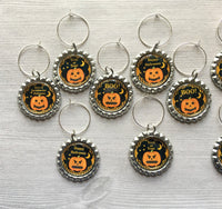 Halloween Wine Charms,Halloween,Wine Charms,Drink Markers,Glass Markers,Wine Glass Charms,Bottle Cap Wine Charm,Gift,Party Favor,Set of 10