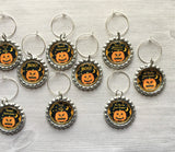 Halloween Wine Charms,Halloween,Wine Charms,Drink Markers,Glass Markers,Wine Glass Charms,Bottle Cap Wine Charm,Gift,Party Favor,Set of 10