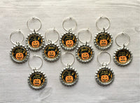 Halloween Wine Charms,Halloween,Wine Charms,Drink Markers,Glass Markers,Wine Glass Charms,Bottle Cap Wine Charm,Gift,Party Favor,Set of 10