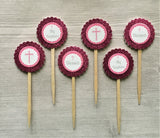 Baptism Cupcake Toppers,Baptism,Cupcake Toppers,Girls Baptism,Baptism Party,Baby Girl,Handmade,Double Sided,Gift,Newborn,Set of 6