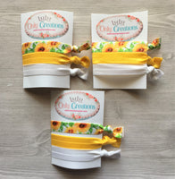 Sunflower Hair Ties,Sunflower,Sunflower Themed,Knotted Hair Ties,Hair Ties,Elastic Hair Ties,No Crease Hair Ties,Elastic Bracelets,Set of 3