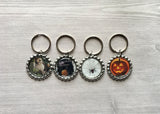 Halloween Keychains,Keychain,Key Ring,Halloween,Bottle Cap Keychain,Bottle Cap Key Ring,Halloween Themed,Gift,Party Favor,Handmade