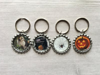 Halloween Keychains,Keychain,Key Ring,Halloween,Bottle Cap Keychain,Bottle Cap Key Ring,Halloween Themed,Gift,Party Favor,Handmade