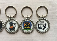 Halloween Keychains,Keychain,Key Ring,Halloween,Bottle Cap Keychain,Bottle Cap Key Ring,Halloween Themed,Gift,Party Favor,Handmade