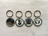 Halloween Keychains,Keychain,Key Ring,Halloween,Bottle Cap Keychain,Bottle Cap Key Ring,Halloween Themed,Gift,Party Favor,Handmade