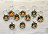 Halloween Wine Charms,Halloween,Wine Charms,Drink Markers,Glass Markers,Wine Glass Charms,Bottle Cap Wine Charm,Gift,Party Favor,Set of 10