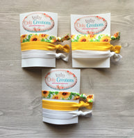 Sunflower Hair Ties,Sunflower,Sunflower Themed,Knotted Hair Ties,Hair Ties,Elastic Hair Ties,No Crease Hair Ties,Elastic Bracelets,Set of 3