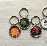 Halloween Keychains,Keychain,Key Ring,Halloween,Bottle Cap Keychain,Bottle Cap Key Ring,Halloween Themed,Gift,Party Favor,Handmade