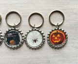 Halloween Keychains,Keychain,Key Ring,Halloween,Bottle Cap Keychain,Bottle Cap Key Ring,Halloween Themed,Gift,Party Favor,Handmade