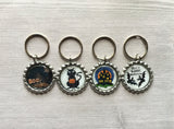 Halloween Keychains,Keychain,Key Ring,Halloween,Bottle Cap Keychain,Bottle Cap Key Ring,Halloween Themed,Gift,Party Favor,Handmade