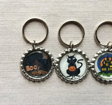 Halloween Keychains,Keychain,Key Ring,Halloween,Bottle Cap Keychain,Bottle Cap Key Ring,Halloween Themed,Gift,Party Favor,Handmade