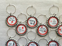 Wine Charms,Humorous,Sayings,Quotes,Drink Markers,Glass Markers,Wine Glass Charms,Bottle Cap Wine Charm,Gift,Party Favor,Birthday,Set of 15