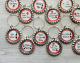 Wine Charms,Humorous,Sayings,Quotes,Drink Markers,Glass Markers,Wine Glass Charms,Bottle Cap Wine Charm,Gift,Party Favor,Birthday,Set of 15