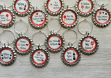 Wine Charms,Humorous,Sayings,Quotes,Drink Markers,Glass Markers,Wine Glass Charms,Bottle Cap Wine Charm,Gift,Party Favor,Birthday,Set of 15